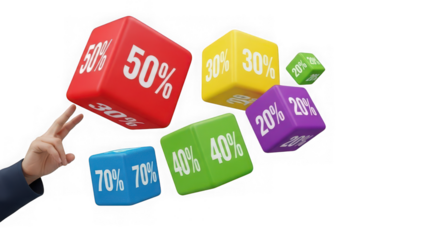 Discount cubes floating in air with hand gesture
