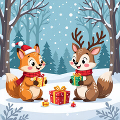 santa claus and reindeer