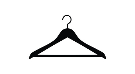 A simple black hanger design against a white background a common household object silhouette