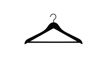 A simple black coat hanger depicted in a stark minimalist style silhouette