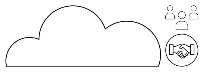 Cloud computing concept. Cloud computing services connecting teamwork and collaboration. Cloud computing promoting effective communication and partnerships. Business, technology, collaboration