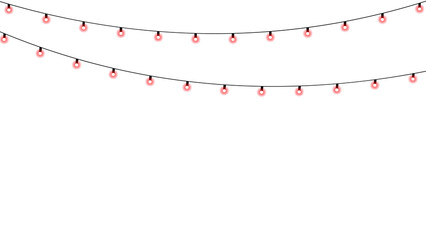 Elegant hanging red festive light isolated on transparent background for Christmas decoration and holiday design use