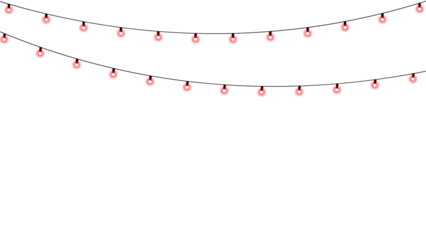 Elegant hanging red festive light isolated on transparent background for Christmas decoration and holiday design use