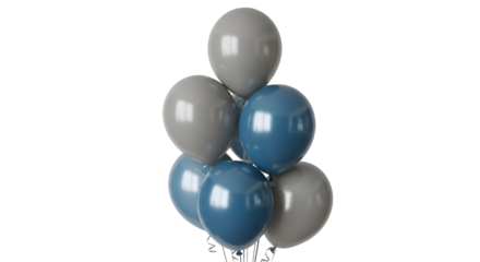 Bunch of Blue and Gray Balloons on Black Background