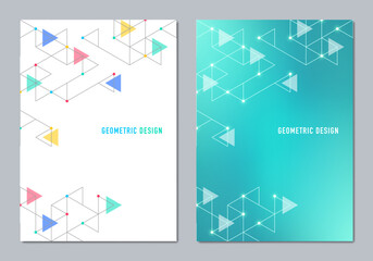 Abstract covers and brochures with geometric backgrounds of polygon shape patterns