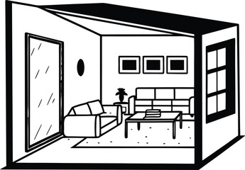 Minimalist Balcony or Patio Terrace Lounge Illustration - Vector Outdoo