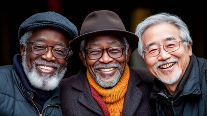 Content Emotion Cheerful Senior People Happy Together