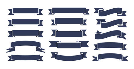 Set of dark blue ribbon banners perfect for decoration advertisement greeting cards awards and presentations © MD.RAHIM