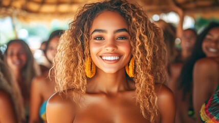 Content Emotion Happy Expression Young Woman Portrait