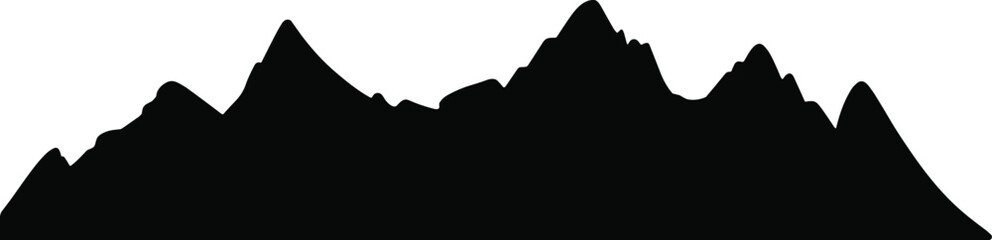 Obraz premium Black Silhouette of Mountain Range Against White Background