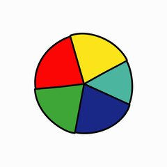 Fototapeta premium A colorful beach ball with five distinct segments, perfect for summer fun and outdoor recreation.