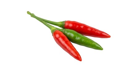 Vibrant Red and Green Chili Peppers Isolated on White Background for Culinary Spice and Heat