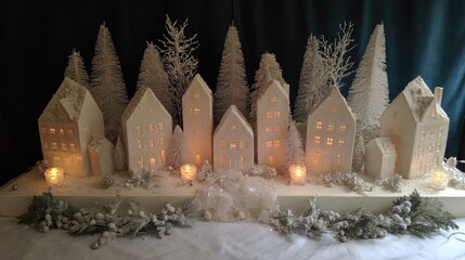 a cozy little village with houses covered in snow