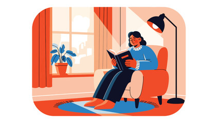 Modern flat vector illustration of a Christian reading the Bible calmly, ideal for religious education, devotional content, church media, and spiritual inspiration