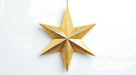 Golden star ornament Christmas star hanging decoration metallic star holiday decor festive ornament embossed metal six point star studio product