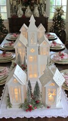 white wooden houses with candles