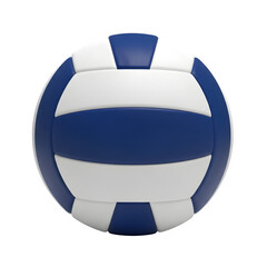 A blue and white volleyball on a black background
