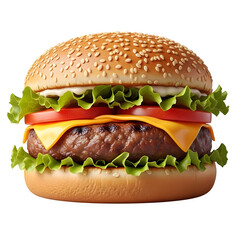 Juicy cheeseburger with lettuce tomato and melted cheese