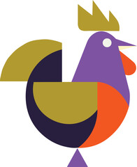 Vibrant geometric bird illustration with colorful abstract shapes on
