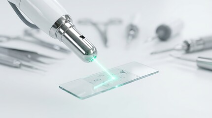 High-Precision Laser Analyzing Biological Sample on Microscope Slide in Medical Laboratory Setting