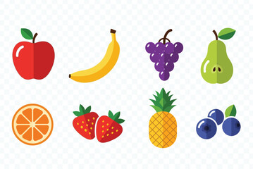 Colorful illustration of eight common fruits