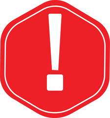 Red Exclamation Mark Icon in Hexagon Shape &ndash; Warning and Alert Symbol for Safety, Caution, Attention, Hazard Notification, Emergency Sign, Flat Vector Illustration Isolated on White.
