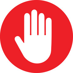Red Stop Hand Icon in Circle &ndash; Warning Prohibition Symbol for Safety, No Entry, Do Not Touch, Alert Sign, Flat Minimal Vector Illustration Isolated on White Background HD.