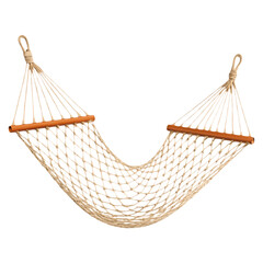 Comfortable Hanging Hammock with Wooden Spreaders for Rest Isolated on a Transparent Background
