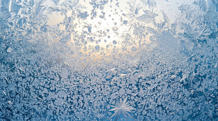 Macro Ice Frost Pattern on Winter Window Surface &ndash; Detailed Cold Texture Background