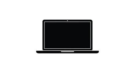A simple depiction of a black laptop with a dark screen presented as a silhouette
