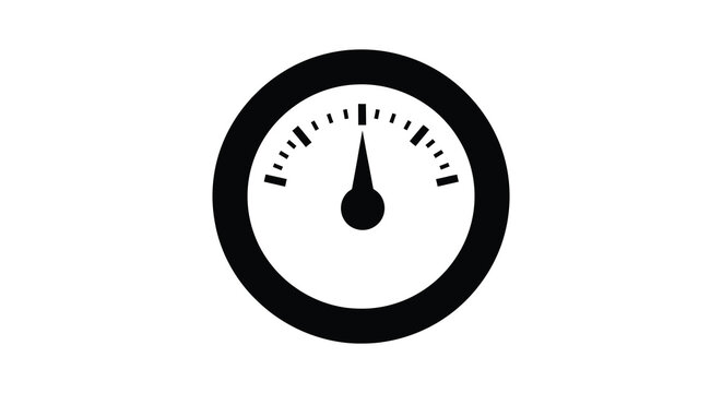 A simple black and white circular gauge with a needle pointing to the center silhouette