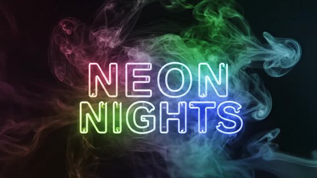 Vibrant Neon Smoke Clouds with Illuminated Text for Nightlife Visuals
