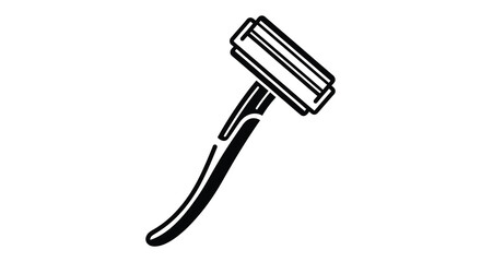A minimalist depiction of a classic safety razor rendered as a striking black silhouette