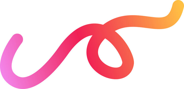 Vibrant fluid gradient line illustration, dynamic swirling abstract form in a spectrum of warm to cool colors, representing movement and artistic flow in a modern graphic design element