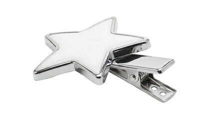 Silver Metal Star Clip Product Shot isolated PNG with Transparent Background