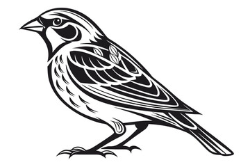 Obraz premium Elegant Stylized Bird Vector Illustration in Black and White