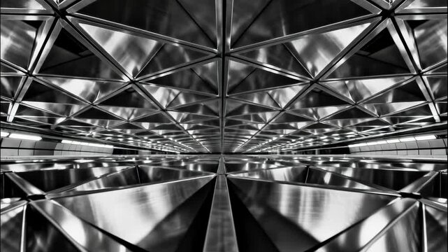 Abstract Metallic Geometric Tunnel Background Futuristic Motion Graphics Design