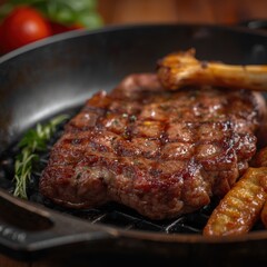 Juicy Grilled Steak in a Cast Iron Skillet