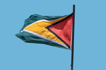 Guyana, Waving flag. National flag of Guyana