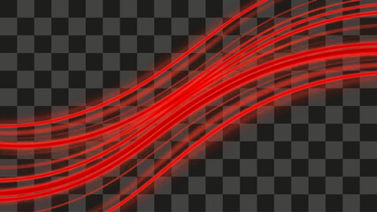 Red motion speed light lines effect, glowing curve wave abstract design, energy dynamic velocity vector element