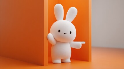 Obraz premium Adorable Mascot Pointing in a Marketing Scene With Bright Colors and an Empty Space for Text or Message