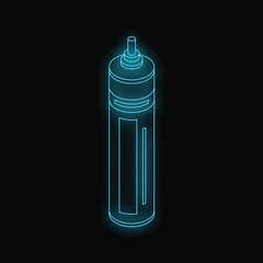 Blue neon vaporizer icon glowing against a black background