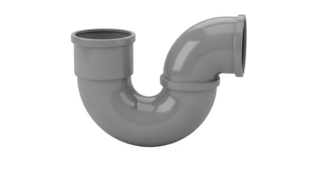 Plastic ptrap for plumbing drain pipe system component isolated on transparent background