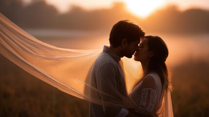 Fairytales versus real-life love stories, faceless couple in authentic moment, fantasy compared to reality, romanticized versus genuine relationships, idealized versus actual partn