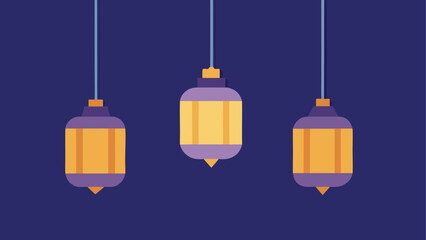 Minimalist illustration of three hanging traditional lanterns for a festive occasion