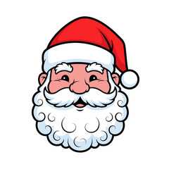 Cartoon Santa Claus face on white background