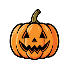 Happy carved pumpkin with a smiling face for Halloween.