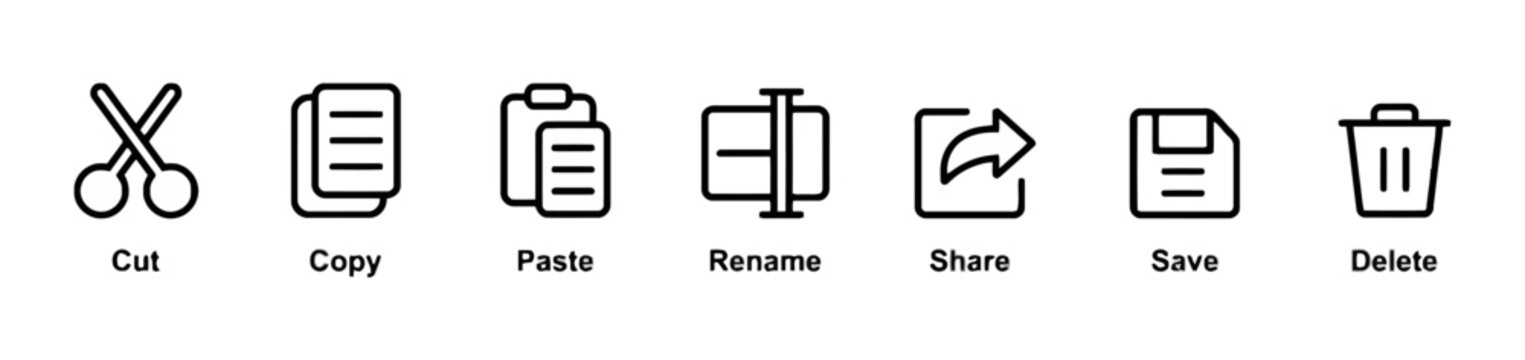 Computer editing action actions symbols