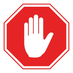 Obraz premium Stop sign with hand gesture indicating halt