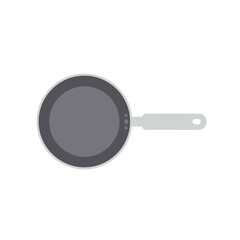 A single gray frying pan with a light gray handle is shown from a top-down view.